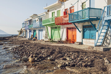 Fototapeta na wymiar colorful houses in Klima village on Milos island, Greece