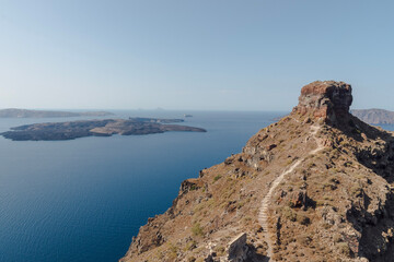 skaros rock with view on caldera on Santorini island, Greece
