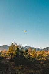 Hot air balloon in the mountains of Bavaria