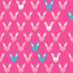 Illustration pattern cute rabbit with hearts and background for fashion design and others products.