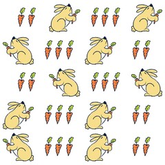 Illustration pattern cute rabbit with carrots and background for fashion design and others products.