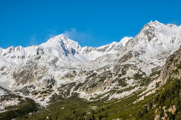 Fototapeta na wymiar Koprovsky peak and Mengusovska valley, High Tatras, Slovakia, winter scene