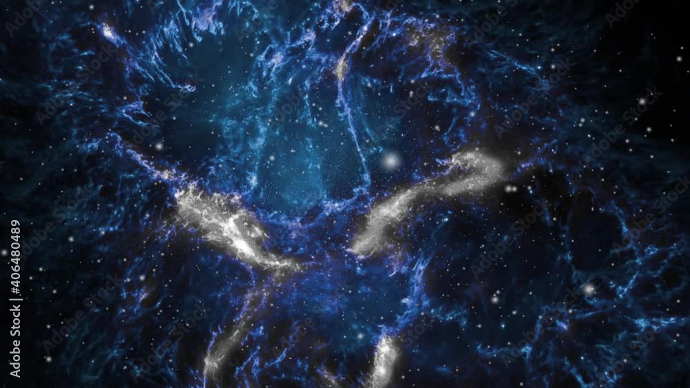 Poster mysterious nebula clouds moving in the universe.