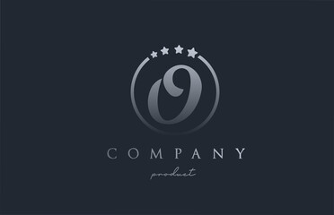 O blue grey alphabet letter logo for corporate and company. Design with circle and star. Can be used for a luxury brand