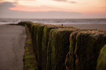 sunset on the beach at the north sea in Germany