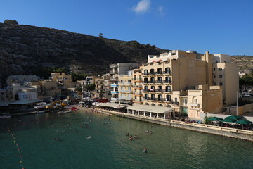 Xlendi on Gozo at the Mediterranean Sea , Malta