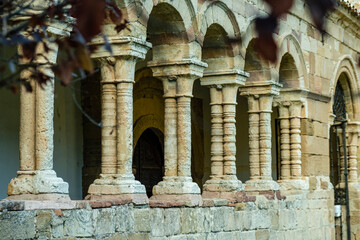 Fototapeta premium Church of San Bartolomé, Romanesque style temple, Atienza, Guadalajara Province, Castilla-La Mancha, Spain