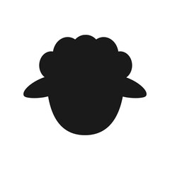 Sheep head icon. Farm animal black silhouette. Vector isolated on white background