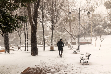 Snowy Day of 2021 at Camlica Hill, Istanbul