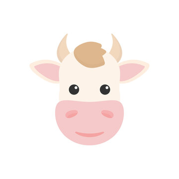 Cow head icon. Farm flat animal. Vector isolated on white background