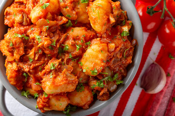 Goulash stew - traditional Hungarian food with herbs