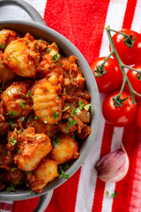 Goulash stew - traditional Hungarian food with herbs