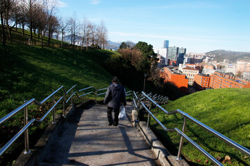 Walking in an urban park