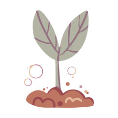 Green sprout, seedling flat style. Eco logo vector. Spring plant growing from soil. National Arbor Day, planting sapling illustration.