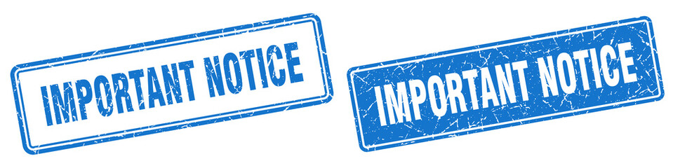 important notice stamp set. important notice square grunge sign