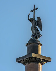 Sculpture of an angel on the Alexandria Column in St. Petersburg