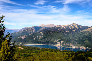 Lake between mountains in Bariloche, Argentina.