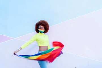 afro woman with gay pride flag