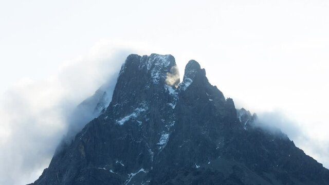 Time - lapse of Pic du Midi d'Ossau, Lac d' Ayous. Stunning nature landscape. Close up timelapse.