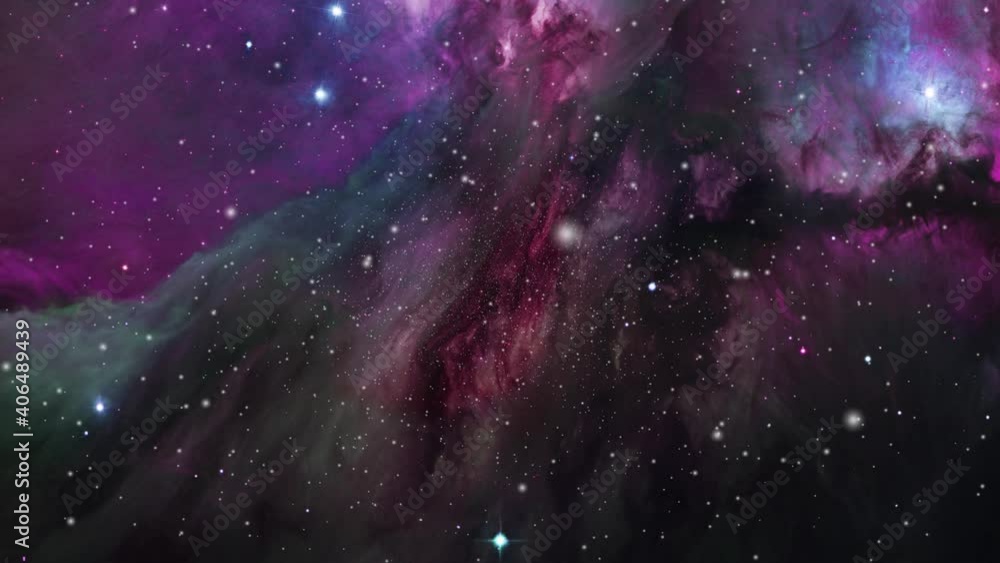 Poster purplish nebula clouds hovering in the universe