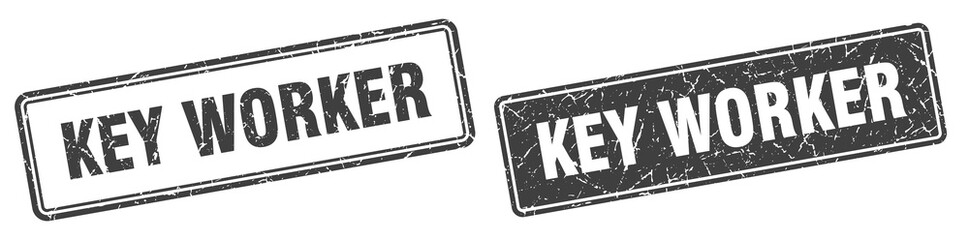 key worker stamp set. key worker square grunge sign