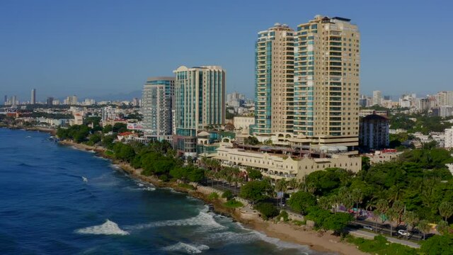 Modern Residential Buildings Close To Malecon in Santo Domingo ,DN, Dominican Republic - aerial drone