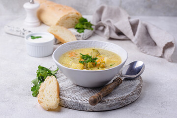 Vegetable soup with potato and cauliflower