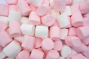 group of white and pink marshmallows