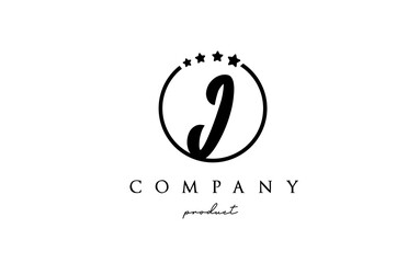 I alphabet letter logo for corporate and company. Design with circle and star in simple black and white colors. Can be used for a luxury brand