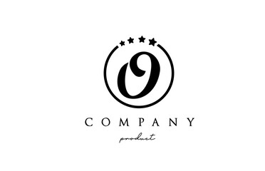 O alphabet letter logo for corporate and company. Design with circle and star in simple black and white colors. Can be used for a luxury brand