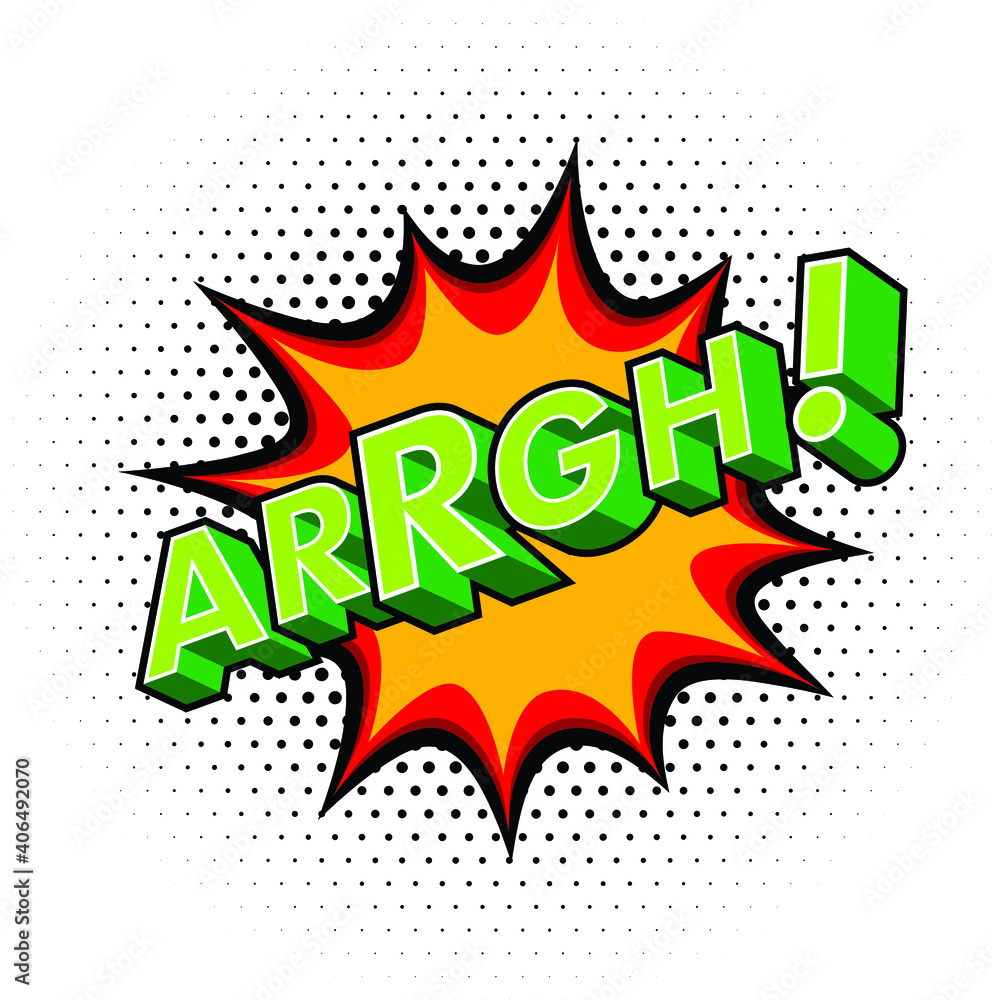 Poster arrgh effect with halftone in comic book style. vector design element. retro sticker. global colors 