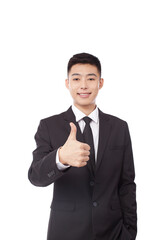 Portrait of young Businessman with thumb up