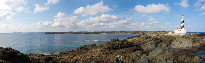 Fototapeta na wymiar Panoramic Favàritx Lighthouse landscape, Cape Favàritx, Balearic Islands, Menorca