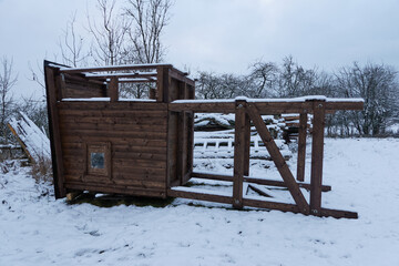 Hunting towers - elevated places for hunters on the edges of fields, forests in Central Bohemia at...