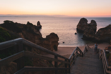 sunrise at Camilo Beach at Algarve, Portugal