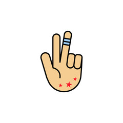 Fingers freedom USA outline icon. Signs and symbols can be used for web, logo, mobile app, UI, UX