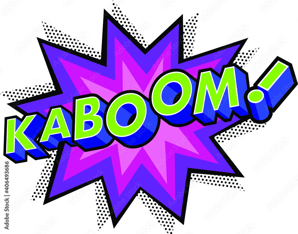 Poster kaboom effect with halftone in comic book style. vector design element. retro sticker. global colors