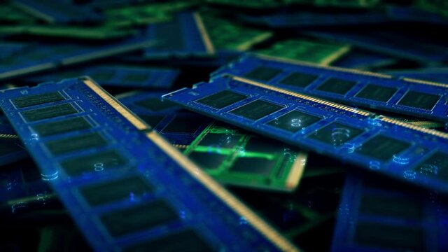 A lot of used Computer Rams or parts 4k. High quality 4k footage