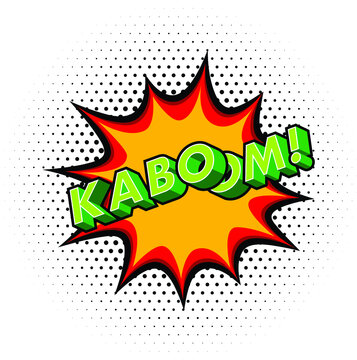 Kaboom Effect with Halftone in Comic Book Style. Vector Design Element. Retro Sticker.