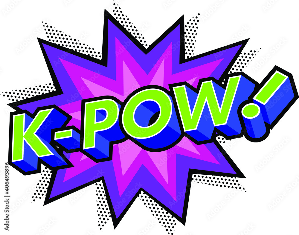 Fototapete k-pow effect with halftone in comic book style. vector design element. retro sticker. global colors 