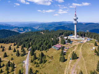 Obraz premium Rhodope Mountains and Snezhanka tower, Bulgaria