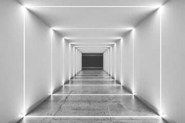 Abstract minimal interior background. Long tunnel