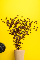 Coffee bean flowers isolated on yellow background