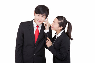 A young Business woman using cell phone