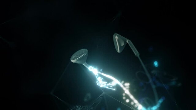 Abstract Earbud or earphone 4k. High quality 4k footage