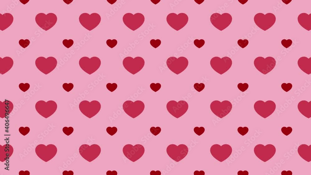 Aufkleber red pulsating heart shapes pattern on a pink background. simple motion graphic holiday loop animatio