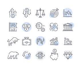 A simple set of stock and financial icons