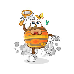 jupiter catch butterfly illustration. character vector