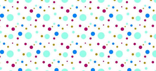 abstract colorful polka dot background in complementary colors of pink, blue, turquoise and brown