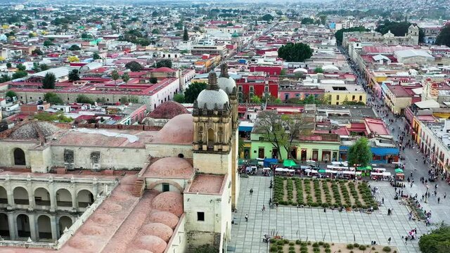 Oaxaca a famous colonial city in Mexico. Oaxaca is a beautiful artesanal indigenous town. Aerial Drone View.